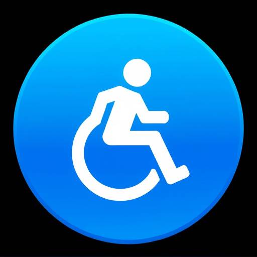 A blue circular icon with a stylized figure representing accessibility.
